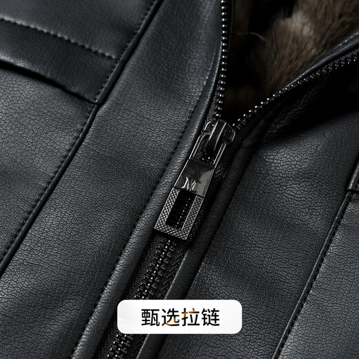 Rich PU leather imitation mink winter middle-aged men's thickened warm fur collar leather jacket men's imitation fur men's clothing