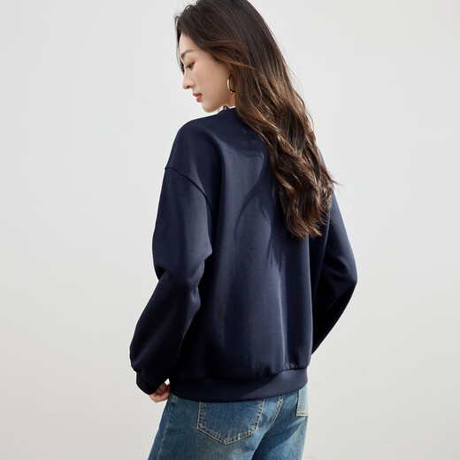 Handu Yishe Round Neck Contrast Color Sweatshirt Long Sleeve Women's 2025 Spring and Autumn Fashion Simple Versatile Comfortable Casual Fake Two-piece T-Shirt Top