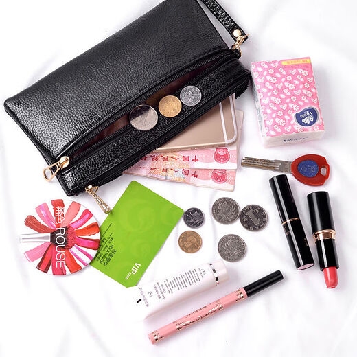 New Simple Soft Leather Hand Wallet Women's Long Version Large Capacity Coin Key Cell Phone Small Bag Bag Versatile and Trendy for All Seasons Black