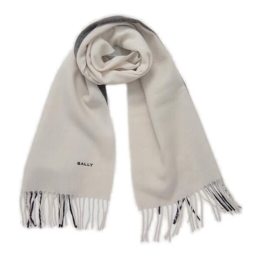BALLY Women's Wool Scarf 6309641 Bone White/Black New Year's Gift