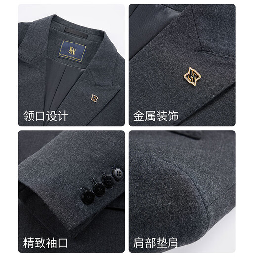 ROMON Suit+Vest+Trousers Suit Men's Business Professional Wedding Dress Jacket Sapphire Blue 3XL