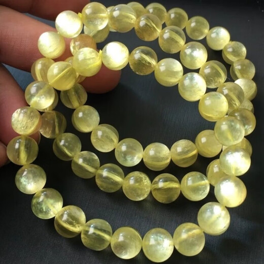 Wanke Natural Golden Dragon Mica Gold Lepidolite Yellow Grandmother Crystal Bracelet Crystal Gemstone Mother's Day Gift for Men and Women Collection Grade Gold Lepidolite 9mm