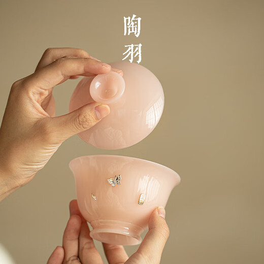 Tao Yu, raw jade, ice seed, jade porcelain, curium nails, tea bowl small set, home ceramics one bowl, two cups, Kung Fu tea set, raw jade, ice seed jade porcelain, curium nails, tea bowl small set