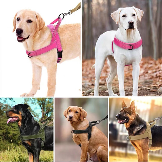 Dog Leash Large Dog Harness Vest Collar Horse Dog Golden Retriever German Shepherd Collar Dog Leash Tactical Harness Khaki (excluding rope) M size (chest 59-70cm recommended 25-40Jin Jin equals 0.5kg)
