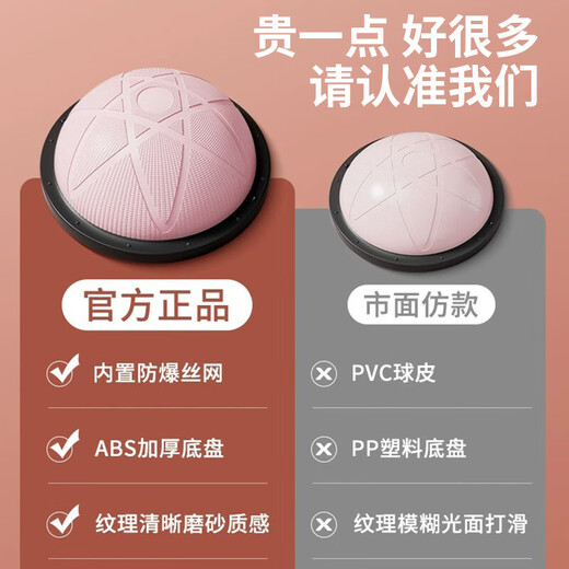 Wave speed ball semicircular balance ball children's physical training equipment yoga adult home Pilates fitness ball shaping 58cm star style - light pink 5mm thickened explosion-proof / free tension rope