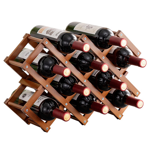 Tanbeiman red wine display rack red wine rack storage rack grid home installation-free wine rack ornaments small wine cabinet multiple bottles of wine desktop simple installation-free foldable primary color - three layers (thickened pure bamboo) 6 bottles