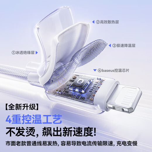 Baseus Apple data cable Type-c charging cable PD20W fast charging ctol cable suitable for iPhone14/13ProMax/12/11/Xs car mobile phone ice white 2 meters