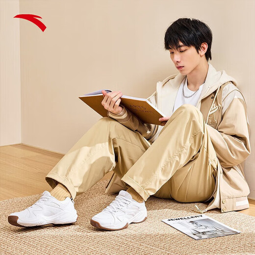 ANTA tennis shoes 2025 new men's college style men's non-slip rebound wear-resistant lightweight sports and leisure shoes ANTA white-1 40