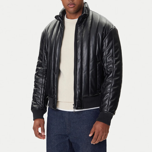 ARMANI/阿玛尼 AX 男士时尚休闲保暖棉夹克皮衣外套 XM001124 AF16647 黑色 UC001 M