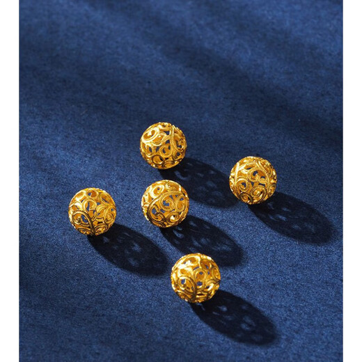 Yiqi Chinese Valentine's Day gift quality 18k gold beads loose bead accessories diy hydrangea separated beads old yellow l gold ancient method gold 4mm 18K gold rolled branch hydrangea beads about 0.09