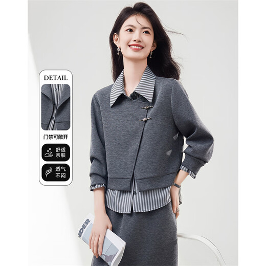 Xinfeiyu high-end spliced fake two-piece long-sleeved sweatshirt for women in autumn 25 autumn and winter new style small loose slimming top