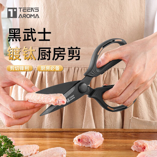 特恩斯厨房专用剪家用大号多功能不锈钢镀钛防锈剪子 钛岩黑