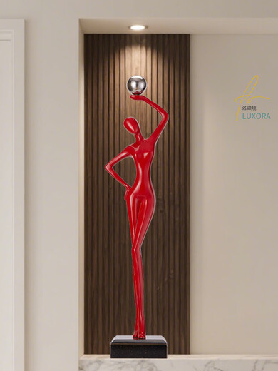 ZOCI入户玄关摆件竖高人物雕塑入户玄关细高装饰人物壁龛瘦长客厅旁 宝石红号83高