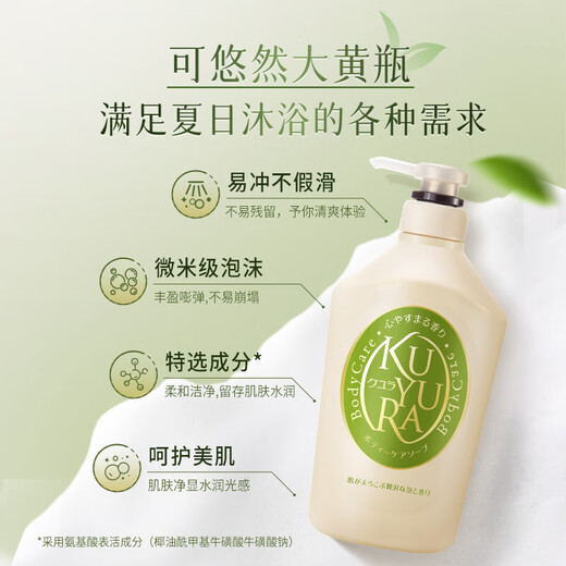 Keyouran Ding Yuxi's same style Japanese tea garden shower gel rhubarb bottle 550ml skin-beautifying fragrance moisturizing and refreshing