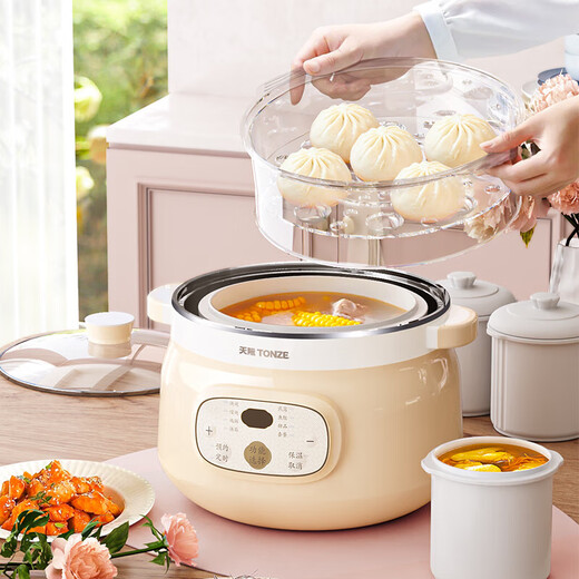 Tianji (TONZE) electric stew pot, electric stew pot, water-proof stew pot, soup pot, porridge pot, bird's nest stew pot, health care, steaming and stewing for 3-5 people, white porcelain gallbladder, government subsidy DGGD24A224BZDQ