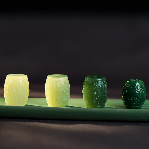 Cardamom Time Hetian Jade Loose Beads with Beads DIY Toy Accessories with Black Jasper Pattern Barrel Beads Single Beads Comes with One Certificate