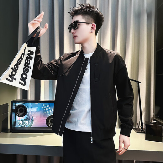 Burwilde international brand trendy brand handsome jacket men's spring and autumn baseball uniform men's 2025 new men's casual military green XL