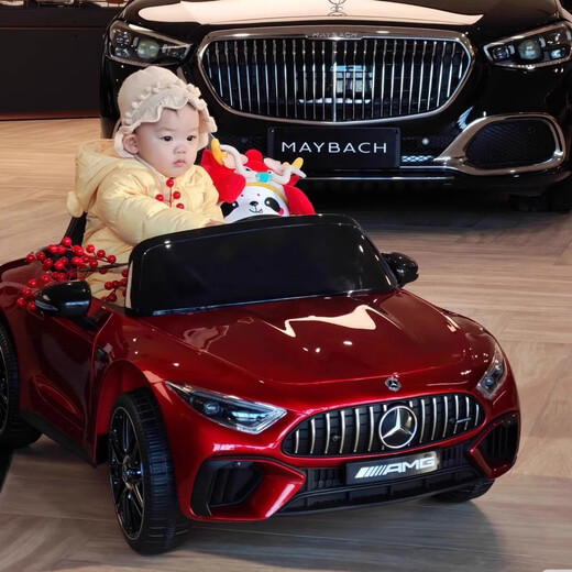 大可奔驰AMG SL63儿童电动车四轮可坐人遥控汽车四驱大玩具车小孩跑车 4S店同款+SL63顶配烤漆红+四驱 +防爆软轮 奔驰AMG SL63官方授权