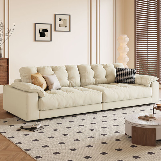 Meng Shangjia Government Subsidy Cream Style Cat Scratch Fabric Living Room Sofa Apartment Small Apartment Modern Simple Cloud Straight Row Sofa National Subsidy 2.4m Large Three-Seater Flagship Edition - Cat Scratch Cloth - Violet + Ordinary Sponge