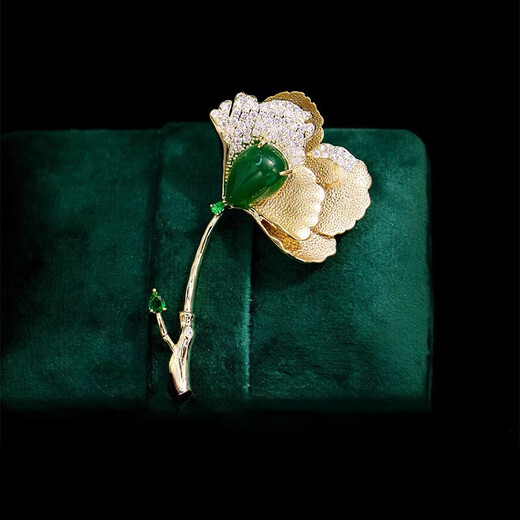 Lianshi Yin Muchi emerald lotus leaf brooch coat brooch women's corsage suit accessories wedding Qixi birthday XZ0563 emerald lotus leaf brooch