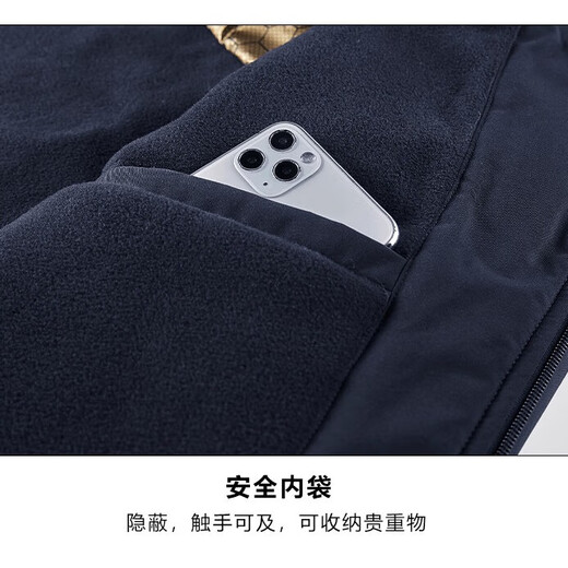 Camel Jacket Men's Graphene Autumn and Winter Jacket Men's Windbreaker New Hooded Velvet Thickened Large Size Top for Middle-aged and Young People Dark Blue M Recommended 100-120Jin Jin equals 0.5 kg