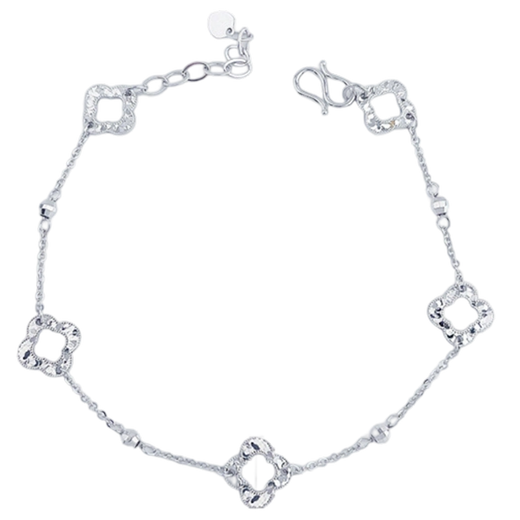 Laofu gold pt950 platinum five-flower crushed ice good luck four-leaf flower bracelet adjustable women's birthday gift for girlfriend, about 4.55g