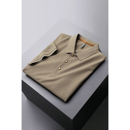 Dances with Wolves (DANCING WOLVES) high-end light luxury short-sleeved polo shirt men's light business ice silk lapel T-shirt single breathable shirt collar white L