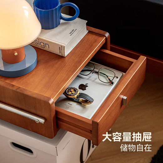 MUU Nachttisch aus massivem Holz, kleiner Schrank im antiken Stil, Aufbewahrung im Schlafzimmer zu Hause, Nachttisch mit Retro-Aufbewahrung, Ono-Nachttisch