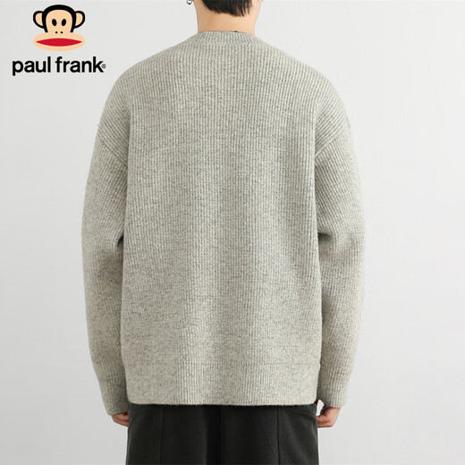 Paul Frank Sweater Men's Autumn and Winter Versatile Loose Knitwear Men's Jacket Trendy Brand Wool Bottoming Shirt Light Gray XL