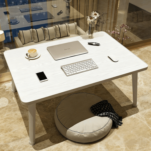 College student bed computer table lazy desk with bookshelf bunk dormitory artifact steel frame bedside storage table extra large wood color 80 40 35cm