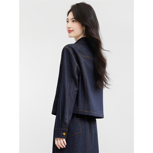 Xinfeiyu Retro Denim Jacket Women's 2025 Autumn New Loose, Slimming, Flesh-covering, Versatile Lapel Short Top