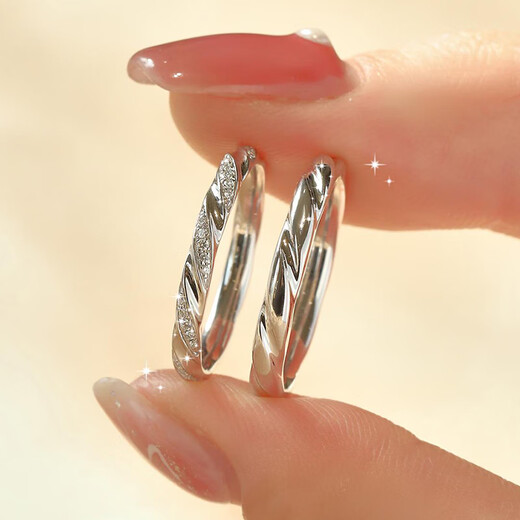 FEILACK diamond ring female couple matching ring niche live silver ring couple style wedding ring for girlfriend birthday gift matching ring female ring closed + male ring live