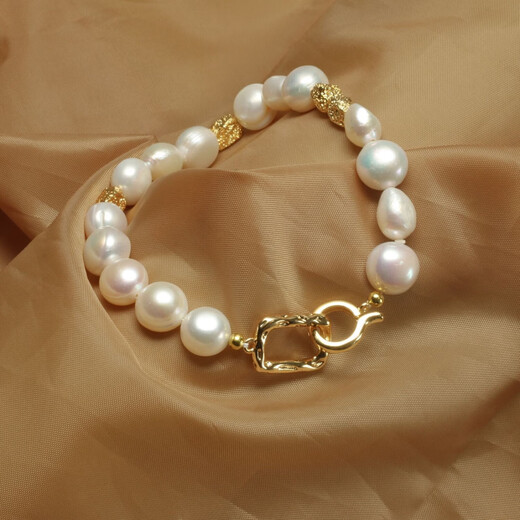 Baroque freshwater pearl bracelet, simple and high-end plated 18K separated beads birthday gift jewelry bracelet for women, white