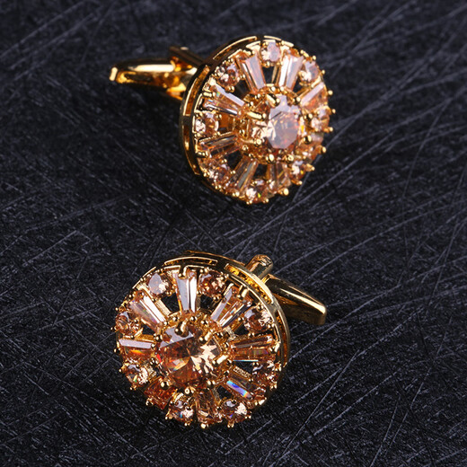 Lieshang Autumn New Gold Crimson Crystal Cufflinks French Shirt Cuffs Men's Fashion Business Gift Box Gold_Crimson Crystal_Awesome Cufflinks