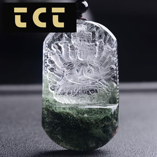 TCT Green Ghost Thousand-Hand Avalokitesvara Pendant Zodiac Rat Native Buddha Dark Green Necklace