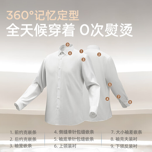 Youngor 200 count TNDP 2025 autumn new high-end long-sleeved shirt bleached 41 (175/96Y)