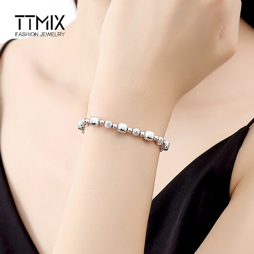 TTMIX elastic rope honeycomb platinum bracelet pt950 platinum bracelet women's laser beads platinum bracelet gold weight 18.32g thick 5.9mm