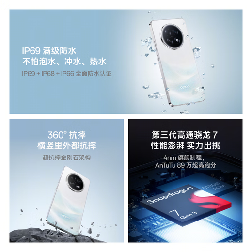 15% off OPPO subsidy OPPO A6 GT new product 5g mobile phone large battery large memory game camera smart IP69 waterproof 360 anti-fall diamond structure rock mist blue 8GB + 256GB official standard configuration nationwide joint warranty