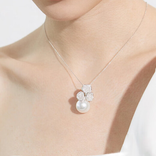 Fuwu fashionable and simple freshwater pearl pendant earrings, 925 silver inlaid with high-end round high-gloss freshwater pearl pendant (with silver chain)