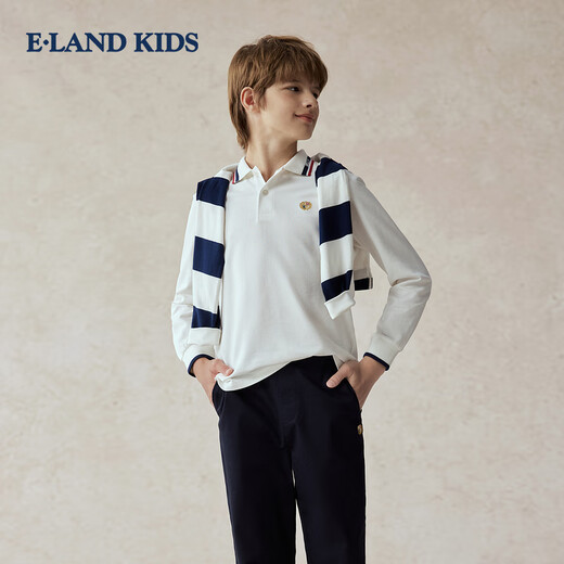 E LAND KIDS antibacterial children's clothing boys' T-shirt new casual embroidered POLO shirt Navy/59 170