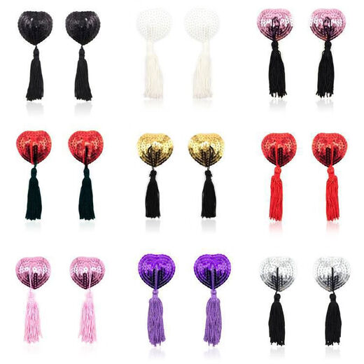 Sexy accessories breast patch blood drops tassel sequins invisible breast patch supplies women's underwear accessories all black breast patch blood drops