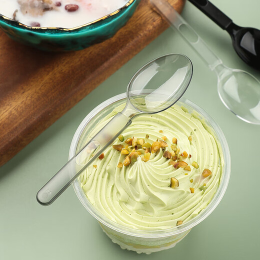 Gu Ming's same style milk tea disposable spoon individually packaged ice powder dessert shop food grade plastic thickened bibimbap spoon individually packaged 51 disposable spoons