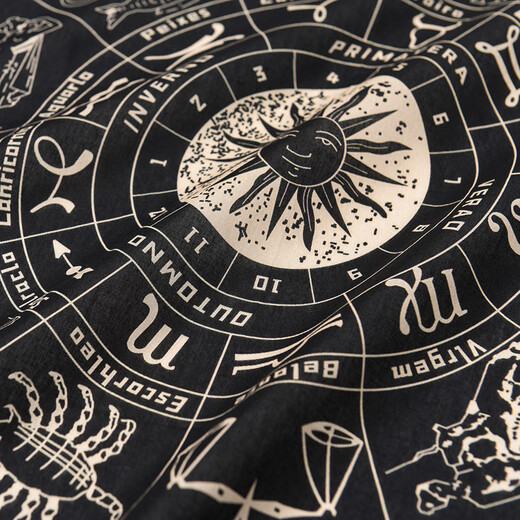 Shijanu's new cotton constellation printed American retro square scarf Ami khaki vintage women's headscarf headband black