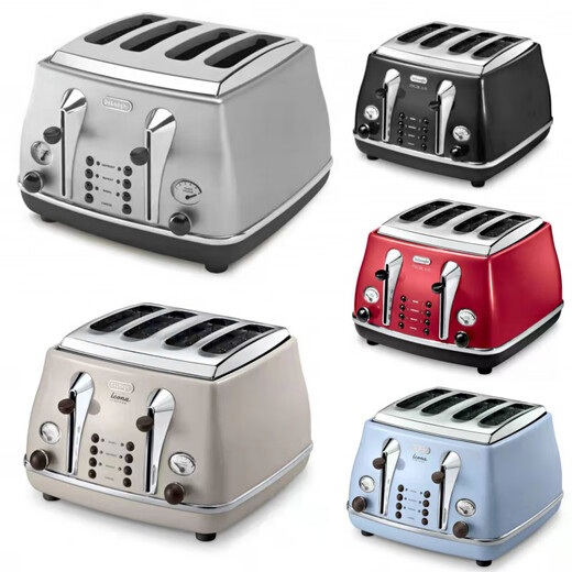 Y&ODelonghi/Delonghi Toaster 4-piece Toaster Fully Automatic Toaster Heating Breakfast Machine Metal Black 4-piece