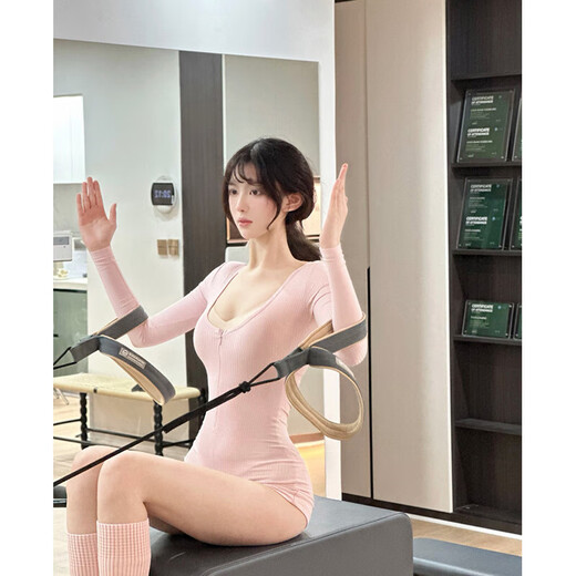 MIEHONE pure desire sweet pink one-piece yoga suit for women long-sleeved tight slimming hot girl Pilates one-piece pink M one size