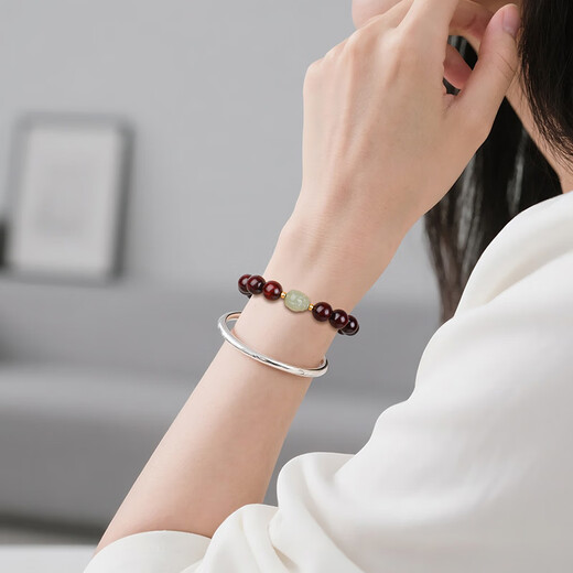 月印百川小叶紫檀手串 男女款和田玉瑞兽貔貅手链情侣礼物 约10mm款