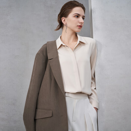 G2000 satin/embossed buttons/same style in shopping malls, women's 2025 autumn and winter casual long-sleeved shirts