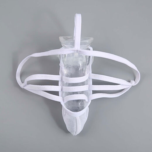 Men's exposed egg JJ rope thong GAY airplane J set silky see-through sexy fun seamless T pants J binding white L18 cm or less