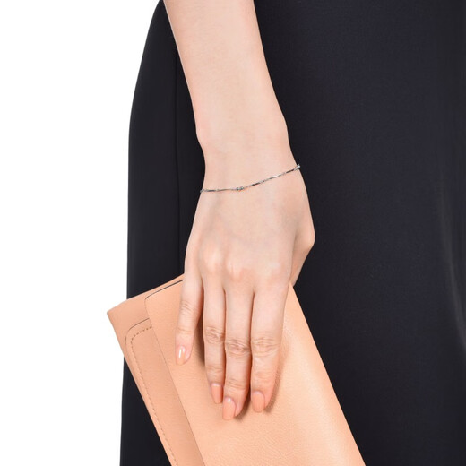 Chow Sang Sang Pt950 platinum round beads white gold platinum bracelet women's bracelet 33568B pricing 17 cm