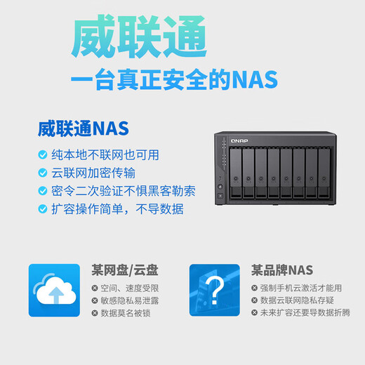 威联通（QNAP）Qu805企业级家庭存储 N355 16G内存 八盘位网络存储NAS私有云 AI相册手机备份 文件数据备份服务器 Qu805+东芝硬盘16T*6
